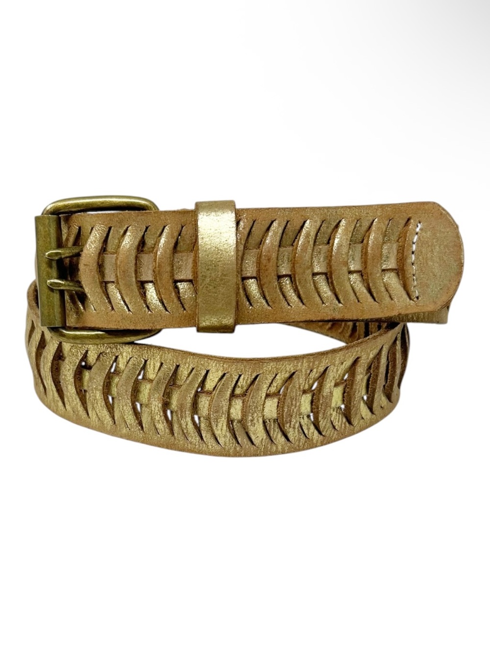Old Navy Leather Distressed Metallic Belt
